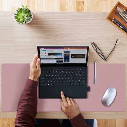 Double-Sided PU Leather Desk Pad - Non-Slip Large Mouse Pad & Desk Mat for Office, Home - Waterproof, Easy to Clean, Durable Dual-Sided Surface (23.6"X13.7", Purple)