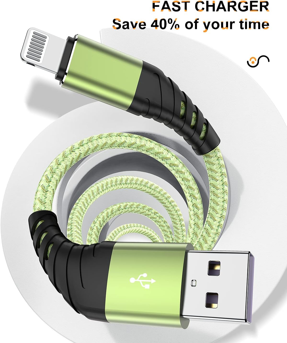 Long Iphone Charger Cord 10 FT, [MFI Certified] 10 Foot USB Lightning Cable,10 Feet Fast Charger Nylon Braided USB Iphone Cord for Iphone 13 12 11 Pro X XS Max XR/8 Plus/7 Plus/6/6S Plus-Green